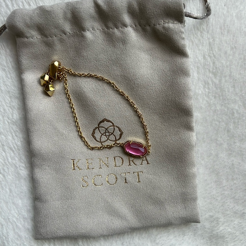 Kendra Scott Bracelet: Elaina Gold Adjustable Chain Bracelet in Azalea Illusion